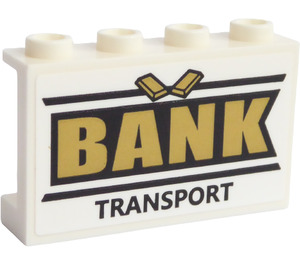 LEGO White Panel 1 x 4 x 2 with 'BANK TRANSPORT' AND Gold Bars Sticker (14718)