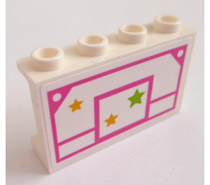 LEGO White Panel 1 x 4 x 2 with Basketball backboard with Stars Sticker (14718)