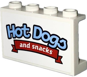 LEGO White Panel 1 x 4 x 2 with Hot Dogs and Snacks Sticker (14718)