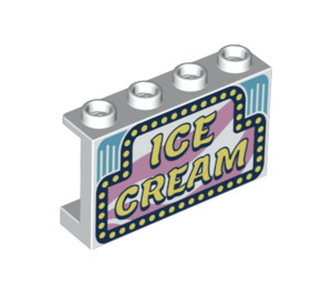 LEGO blanc Panneau 1 x 4 x 2 avec Crème glacée Décoration (14718 / 50143)