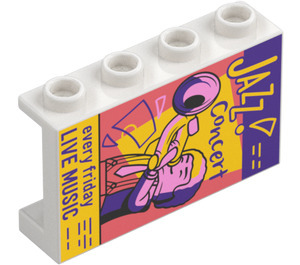 LEGO Blanco Panel 1 x 4 x 2 con Jazz Concert (14718 / 101785)