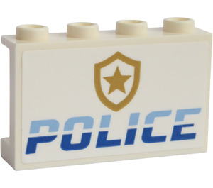 LEGO Bílá Panel 1 x 4 x 2 s 'Policie' a Odznak Samolepka (14718)