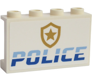 LEGO Weiß Panel 1 x 4 x 2 mit 'Polizei' und Badge Aufkleber (14718)