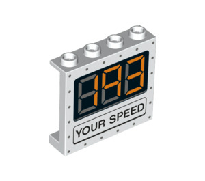 LEGO White Panel 1 x 4 x 3 with '193 YOUR SPEED' with Side Supports, Hollow Studs (33641 / 60581)