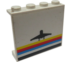 LEGO blanc Panneau 1 x 4 x 3 avec Airplane et Multicolor Lines Autocollant sans supports latéraux, tenons pleins (4215)