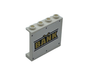 LEGO White Panel 1 x 4 x 3 with 'BANK' Pattern Sticker with Side Supports, Hollow Studs (35323)