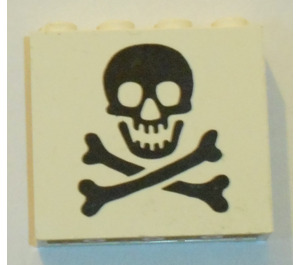 LEGO White Panel 1 x 4 x 3 with Black Jolly Roger without Side Supports, Solid Studs (4215)