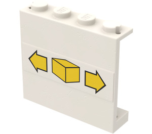 LEGO White Panel 1 x 4 x 3 with Box and Arrows Sticker without Side Supports, Solid Studs (4215)