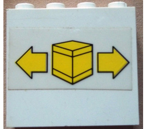 LEGO blanc Panneau 1 x 4 x 3 avec Boîte et arrows Autocollant sans supports latéraux, tenons pleins (4215 / 30007)