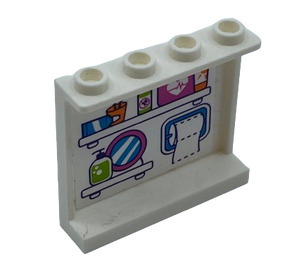 LEGO Blanc Panneau 1 x 4 x 3 avec Bumper Autocollants et Bathroom Toiletries avec supports latéraux, tenons creux (35323)