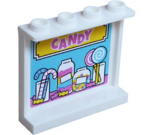 LEGO Weiß Paneel 1 x 4 x 3 mit 'CANDY', Lollipops und Candies im Jars Aufkleber mit Seitenstützen, Hohlnoppen (35323)