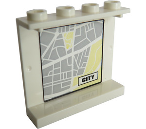 LEGO Biały Płyta 1 x 4 x 3 z City Map Naklejka bez podpór bocznych, puste wypustki (4215)