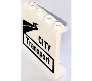 LEGO White Panel 1 x 4 x 3 with City Transport  Sticker with Side Supports, Hollow Studs (60581)