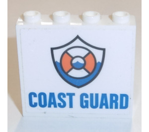 LEGO Bianco Pannello 1 x 4 x 3 con 'Guardia costiera' e logo Adesivo con supporti laterali, bottoncini cavi (35323)