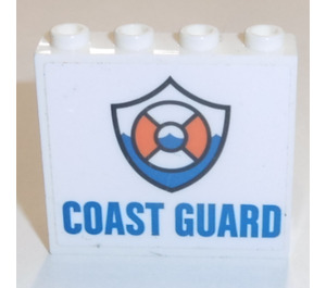 LEGO White Panel 1 x 4 x 3 with 'COAST GUARD' and Logo Sticker with Side Supports, Hollow Studs (35323)