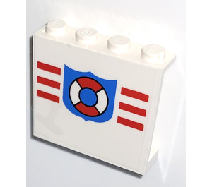 LEGO White Panel 1 x 4 x 3 with Coast Guard Emblem Sticker without Side Supports, Solid Studs (4215)