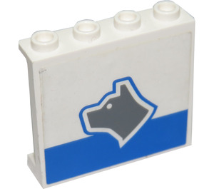 LEGO White Panel 1 x 4 x 3 with Dog Head Facing Left Sticker without Side Supports, Hollow Studs (4215)