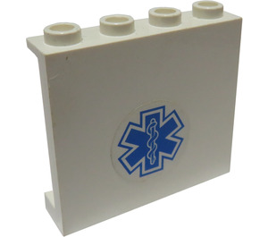 LEGO White Panel 1 x 4 x 3 with EMT Star of Life Sticker with Side Supports, Hollow Studs (60581)