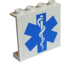 LEGO White Panel 1 x 4 x 3 with EMT Star of Life Sticker without Side Supports, Hollow Studs (4215)