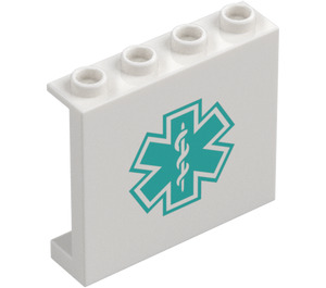 LEGO Vit Panel 1 x 4 x 3 med EMT Stjärna av Life med sidostöd, ihåliga knoppar (35323 / 105296)