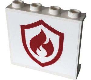 LEGO White Panel 1 x 4 x 3 with Fire Badge Sticker with Side Supports, Hollow Studs (35323)