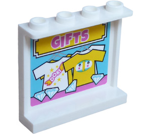 LEGO blanc Panneau 1 x 4 x 3 avec 'GIFTS', T-shirts sur Hangers et Diamonds Autocollant avec supports latéraux, tenons creux (35323)