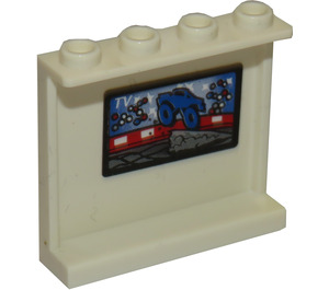 LEGO Weiß Panel 1 x 4 x 3 mit inside Monster Truck auf tv Aufkleber mit Seitenstützen, Hohlbolzen (35323)