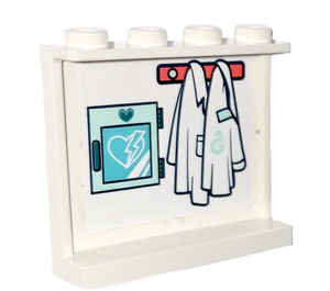 LEGO White Panel 1 x 4 x 3 with Labcoats Sticker with Side Supports, Hollow Studs (35323)