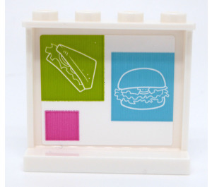 LEGO blanc Panneau 1 x 4 x 3 avec Lime, Dark Pink et Dark Azure Carré avec Hamburger et Sandwich Autocollant avec supports latéraux, tenons creux (35323)