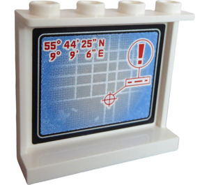 LEGO White Panel 1 x 4 x 3 with Map and Target Inside Sticker with Side Supports, Hollow Studs (35323)