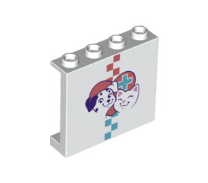 LEGO Bianco Pannello 1 x 4 x 3 con Pet Clinic Emblem con supporti laterali, bottoncini cavi (35323 / 80079)