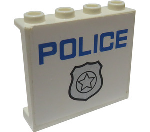 LEGO White Panel 1 x 4 x 3 with Police and Badge Sticker with Side Supports, Hollow Studs (35323)
