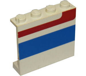 LEGO White Panel 1 x 4 x 3 with Red/Blue Stripe without Side Supports, Solid Studs (4215)