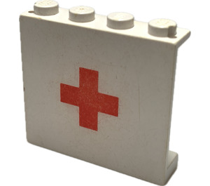 LEGO White Panel 1 x 4 x 3 with Red Cross without Side Supports, Solid Studs (4215)