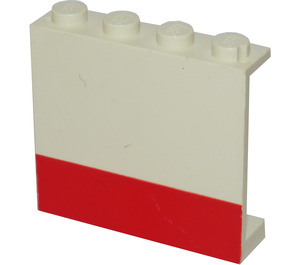 LEGO White Panel 1 x 4 x 3 with Red Stripe without Side Supports, Solid Studs (4215)