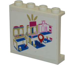 LEGO White Panel 1 x 4 x 3 with Shopping Mall Map Sticker with Side Supports, Hollow Studs (35323)