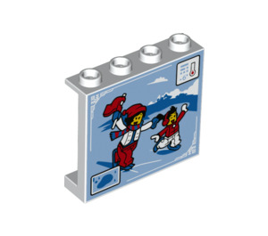 LEGO Weiß Paneel 1 x 4 x 3 mit Skating Couple Display mit Seitenstützen, Hohlnoppen (35323 / 83860)