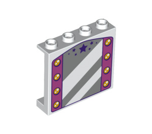 LEGO Weiß Panel 1 x 4 x 3 mit Star mirror mit lights Oben each Seite mit Seitenstützen, Hohlbolzen (35323 / 74612)