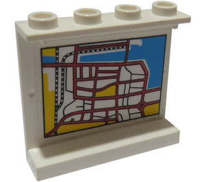 LEGO Wit Paneel 1 x 4 x 3 met Street Map aan Inside Sticker zonder zijsteunen, holle noppen (4215)