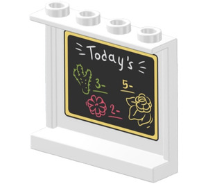 LEGO Wit Paneel 1 x 4 x 3 met ‘Today’s’ Bloemen Aan Blackboard Sticker met zijsteunen, holle noppen (35323)