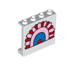 LEGO White Panel 1 x 4 x 3 with tunnel with pink and red arch stones with Side Supports, Hollow Studs (29666 / 60581)