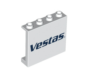 LEGO Weiß Paneel 1 x 4 x 3 mit Vestas Logo mit Seitenstützen, Hohlnoppen (35323 / 46533)