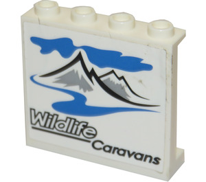 LEGO Weiß Panel 1 x 4 x 3 mit Wildlife Caravans   mountains Aufkleber mit Seitenstützen, Hohlbolzen (35323)