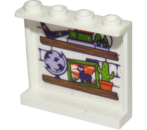 LEGO Wit Paneel 1 x 4 x 3 met Wooden Shelves en Toys Sticker met zijsteunen, holle noppen (35323)