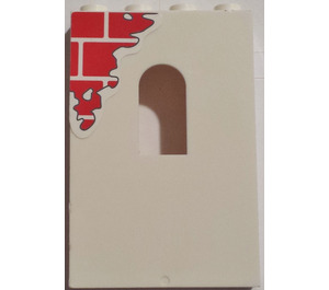 LEGO White Panel 1 x 4 x 5 with Window with Red Bricks Top Left Sticker (60808)