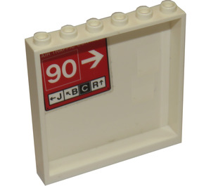 LEGO Бяло Панел 1 x 6 x 5 с '90' и Бяло Стрелка Стикер (59349)