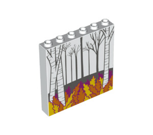 LEGO White Panel 1 x 6 x 5 with Autumn Woodland Decoration (59349 / 60812)