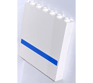 LEGO White Panel 1 x 6 x 5 with Blue Stripe Outside Sticker (59349)