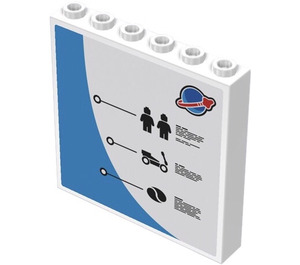 LEGO White Panel 1 x 6 x 5 with Classic Space Logo, 2 Minifigure Silhouettes, Rover and  Octan Logo Sticker (59349)