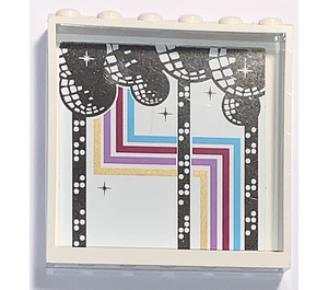 LEGO White Panel 1 x 6 x 5 with colored lines and disco balls Sticker (59349)